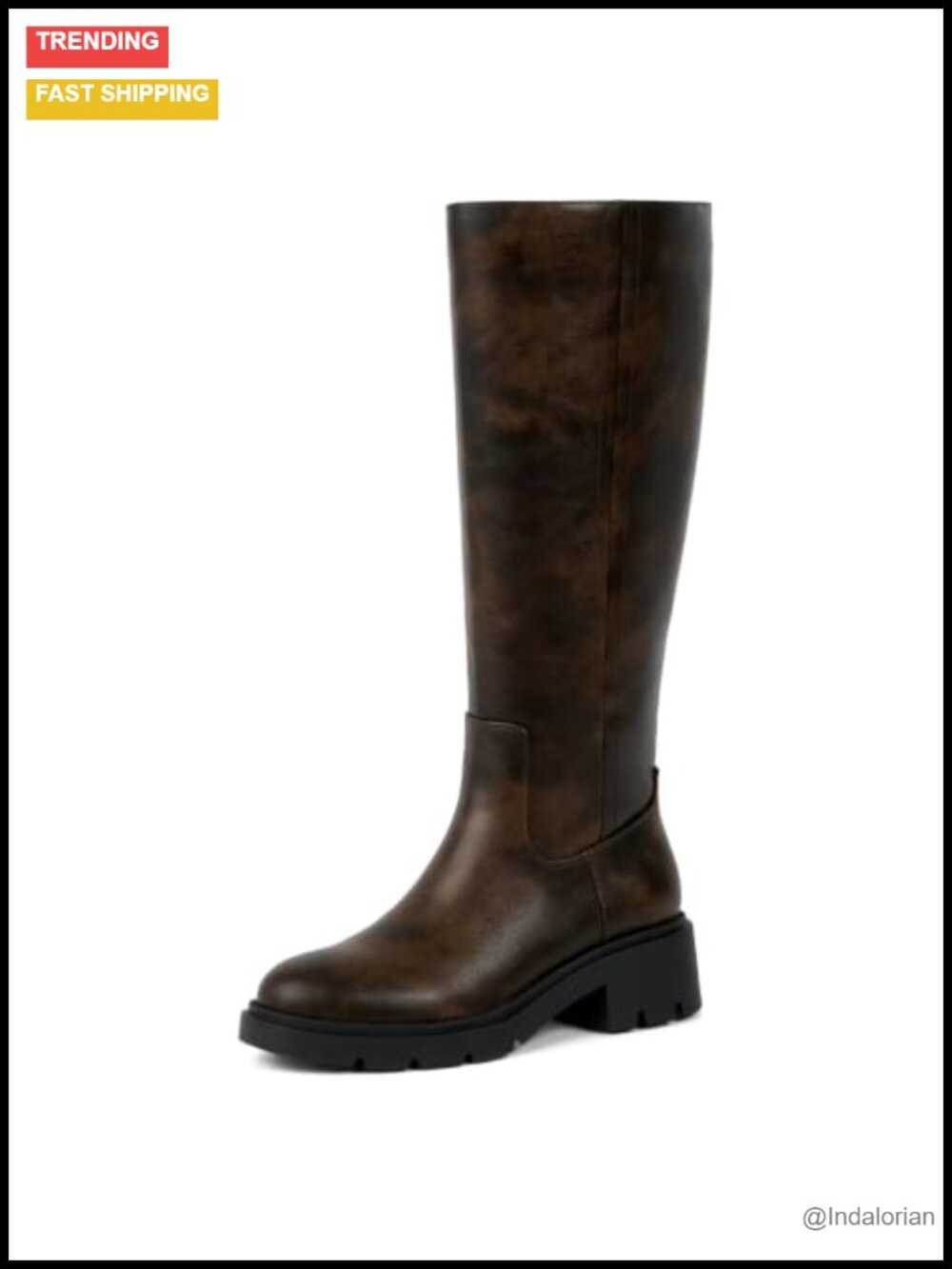 Women Knee High Boots Chunky Heel Riding Tall Boots Leather Suede